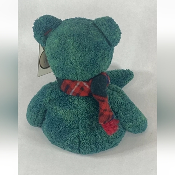 Vintage Ty Beanie Baby Wallace the Bear DOB January 25, 1999 Green With Scarf - Picture 4 of 14